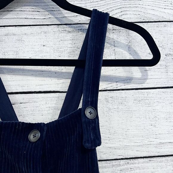 Madewell Texture & Thread Velour Corduroy Overalls Navy Size Small Oversized Fit - Picture 5 of 10